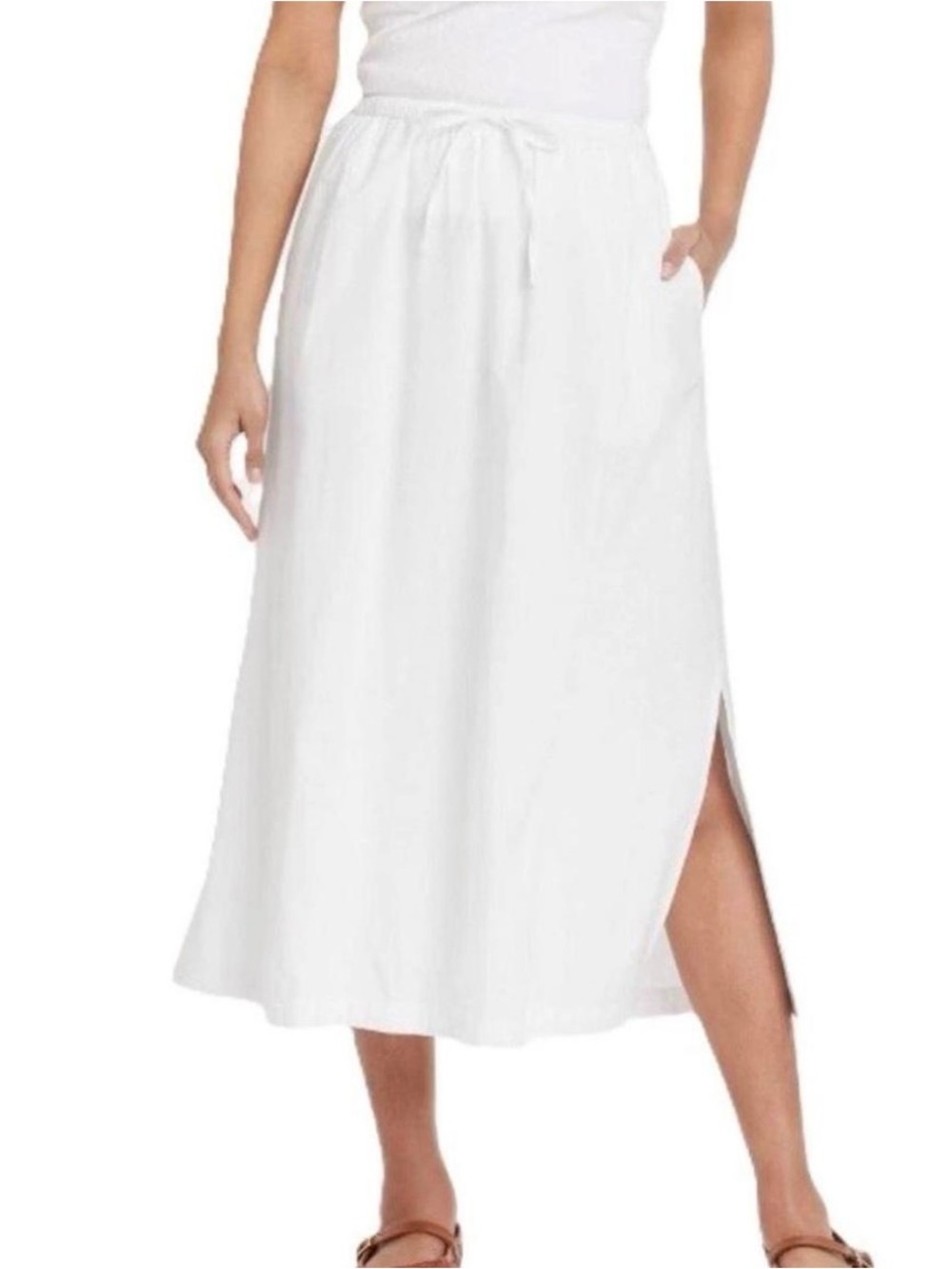 Universal Thread White A-Line Drawstring Skirt Sz L NWT